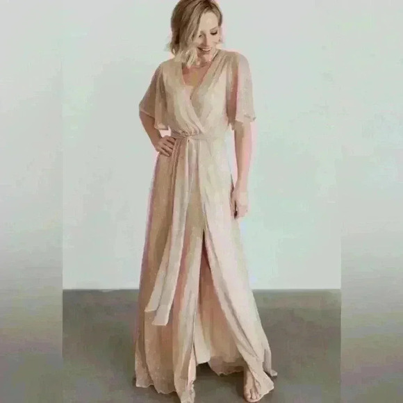 Baltic Born Champagne Sequin Wrap Gown - Picture 1 of 10